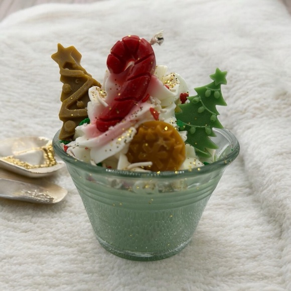 Other - Festive Holiday Candle with Colorful Decorations